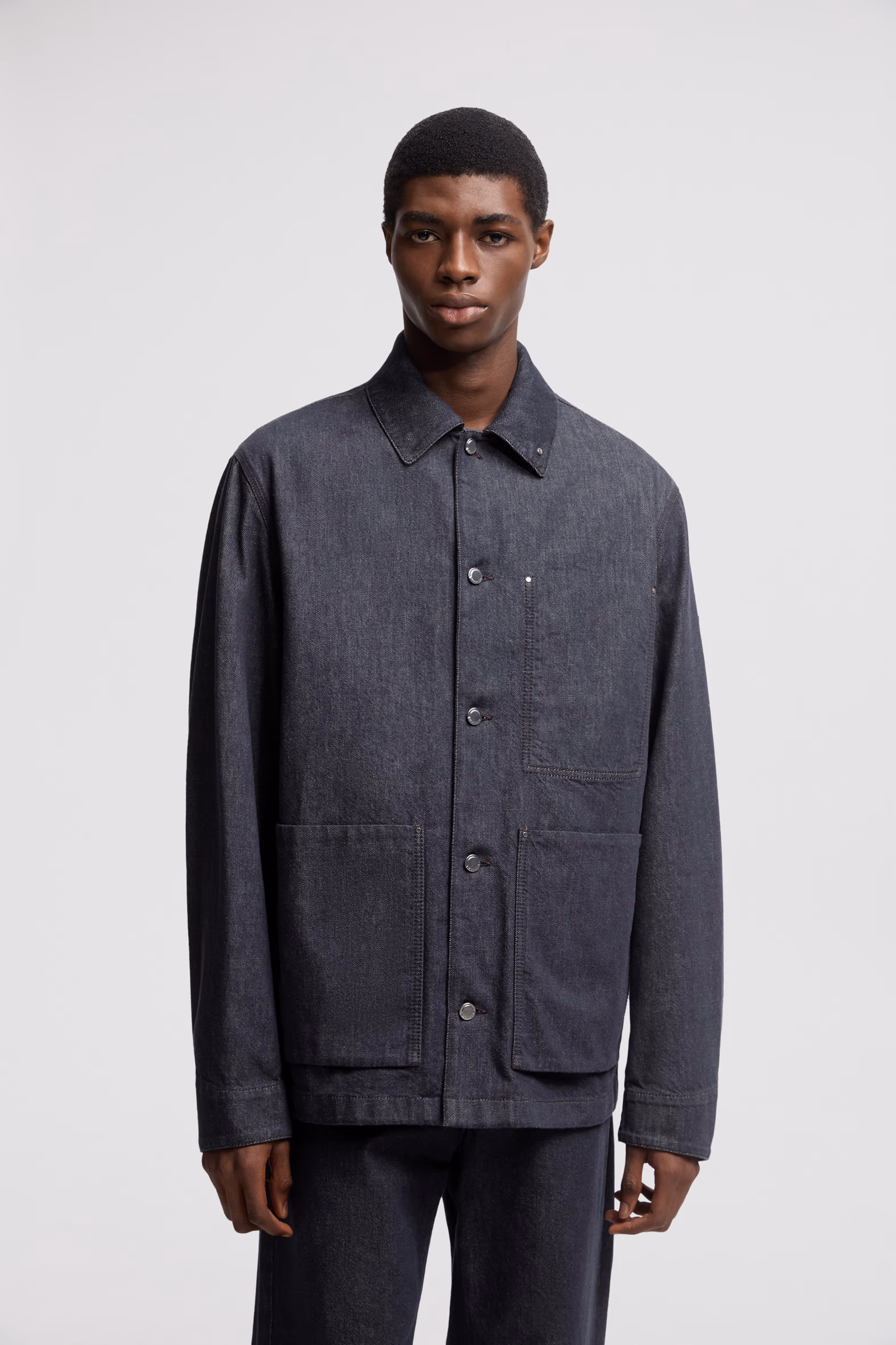 Forets 3-in-1 Denim Down Shirt Jacket Men Denim Blue Moncler 3